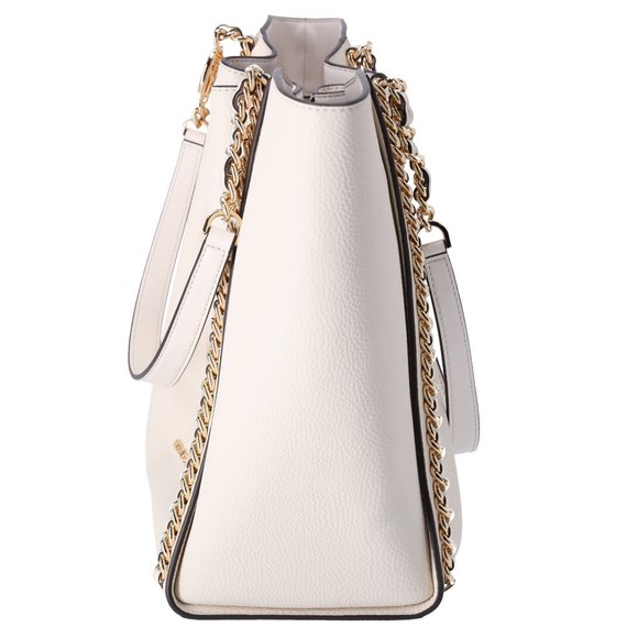 Michael Kors Mina Large East West Shoulder Bag Tote Pebbled Leather Light Cream - Picture 6 of 10